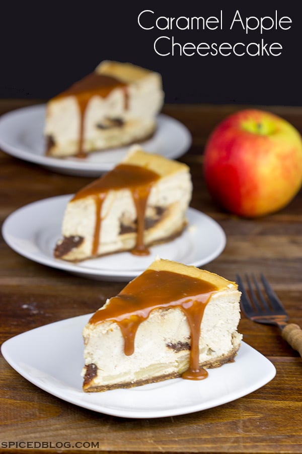 This Caramel Apple Cheesecake is loaded with apple flavor, and it's baked in a gingersnap crust. It's everything you love about the Fall...just in cheesecake form!