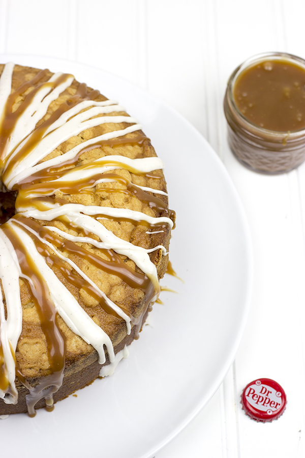 Drizzled with caramel and vanilla, this Dr Pepper Pound Cake is the perfect dessert for your next outdoor party, summer picnic or backyard bash! #CollectiveBias #shop #BackyardBash