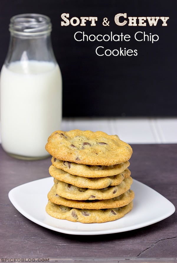 These Soft + Chewy Chocolate Chip Cookies are one of my favorite sweet treats! I dare you to eat just one!