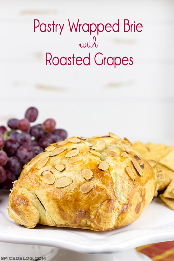 This Pastry Wrapped Brie with Roasted Grapes is a fun and easy appetizer that's sure to impress your family and friends! #ad #WalmartProduce