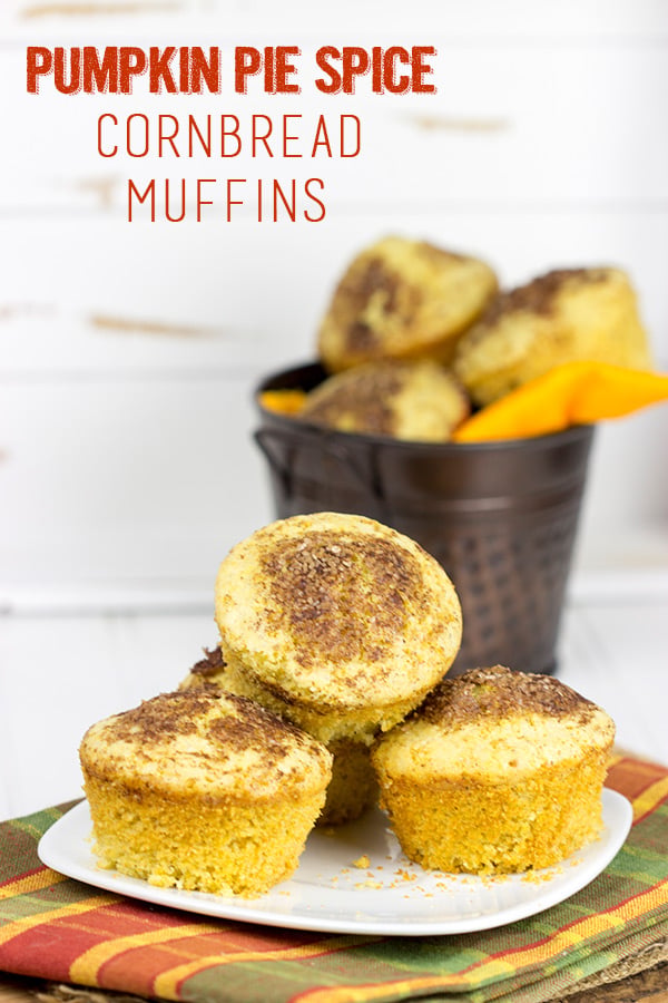 These Pumpkin Pie Spice Cornbread Muffins feature a dash of cinnamon and sugar on top. They're easy, tasty and loaded with your favorite Fall flavors! #IDelight