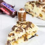 SNICKERS Ice Cream Pie: Layers of vanilla ice cream and chopped SNICKERS bars make this pie the perfect dessert for the 2nd half of the big game!