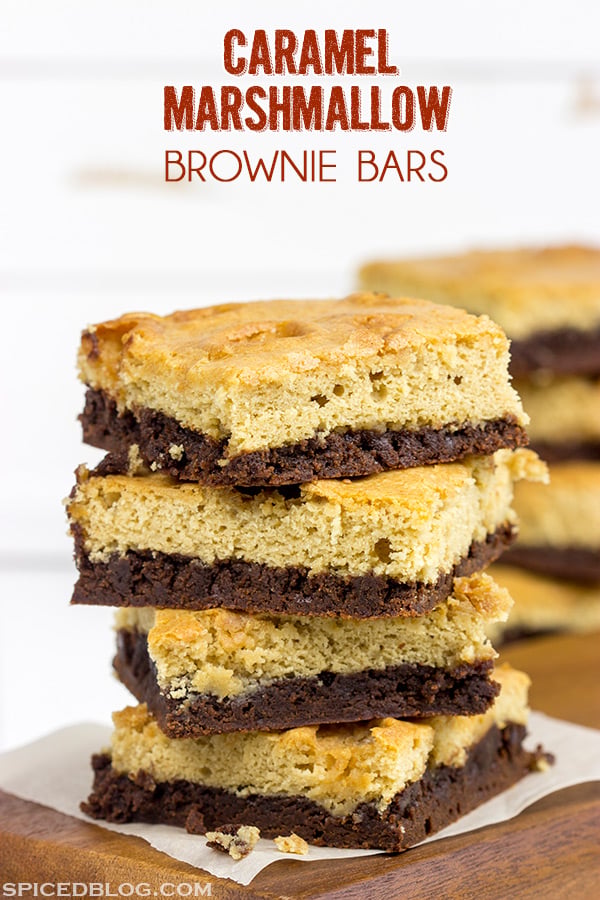 Is it a brownie? Is it a blondie? No, it's both! These Caramel Marshmallow Brownie Bars are a delicious combination of caramel, marshmallow and chocolate!
