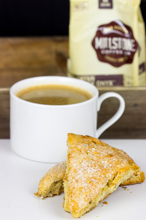 Lightly spiced with lavender, honey and citrus, these Honey Lavender Scones are a delicious treat alongside a cup of coffee! #MillstoneCoffee