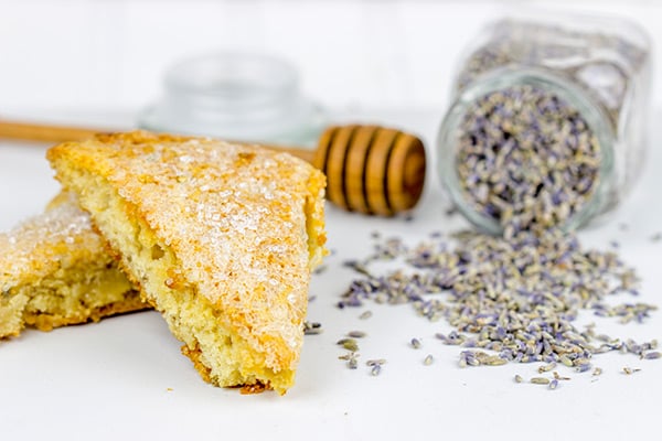 Lightly spiced with lavender, honey and citrus, these Honey Lavender Scones are a delicious treat alongside a cup of coffee!