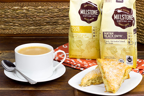 Lightly spiced with lavender, honey and citrus, these Honey Lavender Scones are a delicious treat alongside a cup of coffee! #MillstoneCoffee