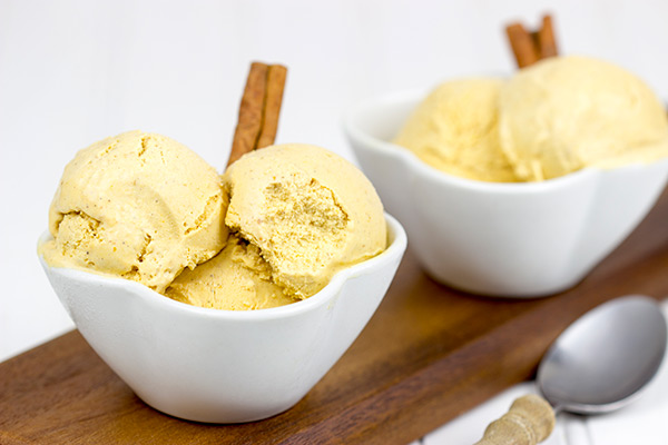 Complete with cinnamon and nutmeg, this Pumpkin Ice Cream tastes just like a slice of pumpkin pie...in ice cream form!