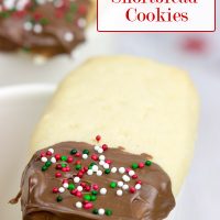 Shortbread Cookies are a great cookie to make for the holidays. Go ahead and dip 'em in chocolate for an extra tasty treat!