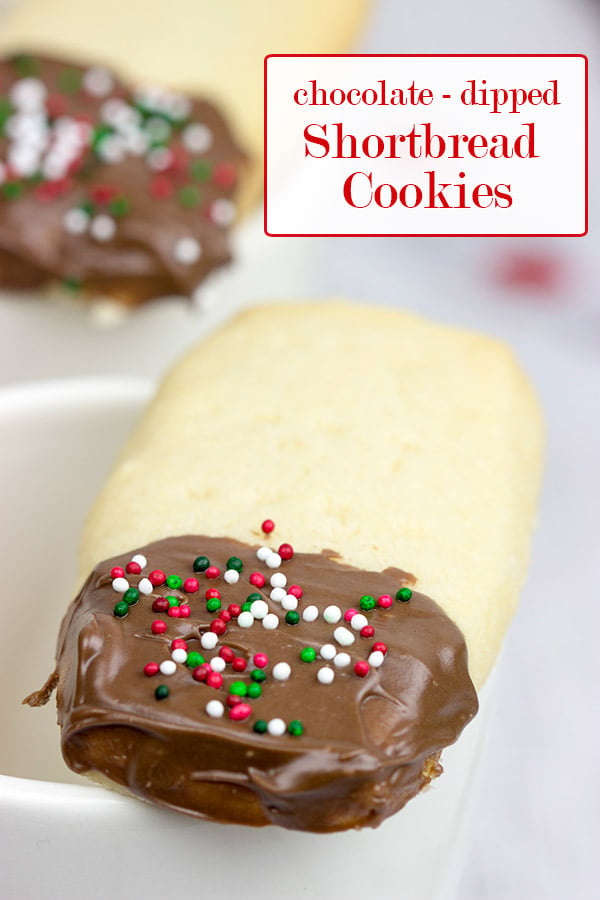 Shortbread Cookies are a great cookie to make for the holidays. Go ahead and dip 'em in chocolate for an extra tasty treat!