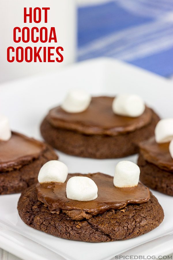 Loaded with chocolate and topped with marshmallows, these Hot Cocoa Cookies are just like your favorite Winter drink...only in frosted cookie form!