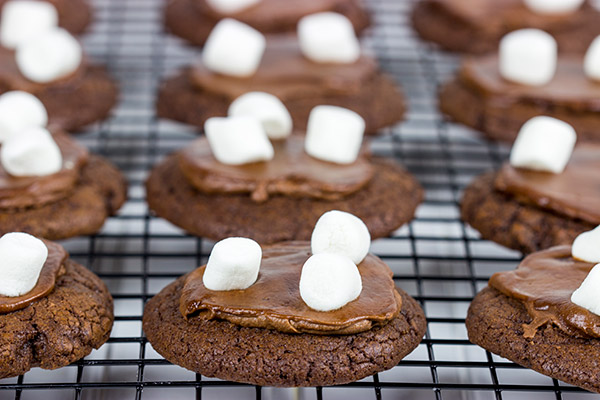 Loaded with chocolate and topped with marshmallows, these Hot Cocoa Cookies are just like your favorite Winter drink...only in frosted cookie form!