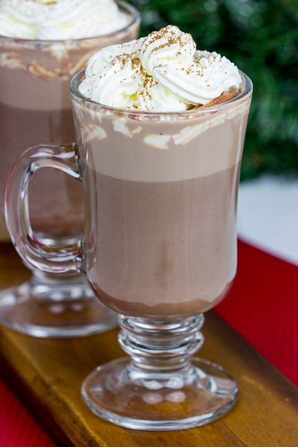 Cheers! Add a splash of Irish Cream to your hot cocoa for a fun and tasty holiday drink!