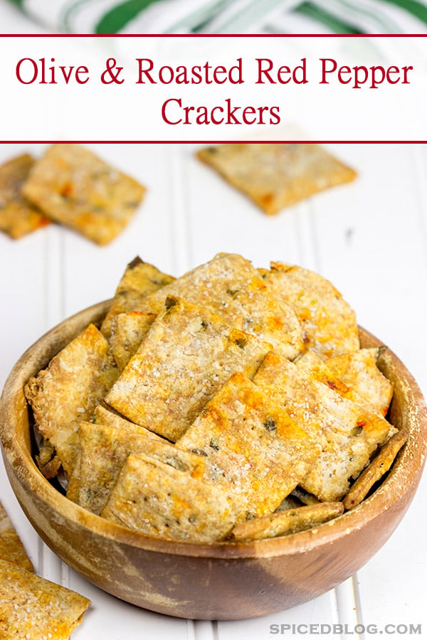 Homemade crackers are an impressive (and easy) recipe for holiday entertaining. These Olive and Roasted Red Pepper Crackers are one of my favorites! #HolidayAdvantEdge #ad