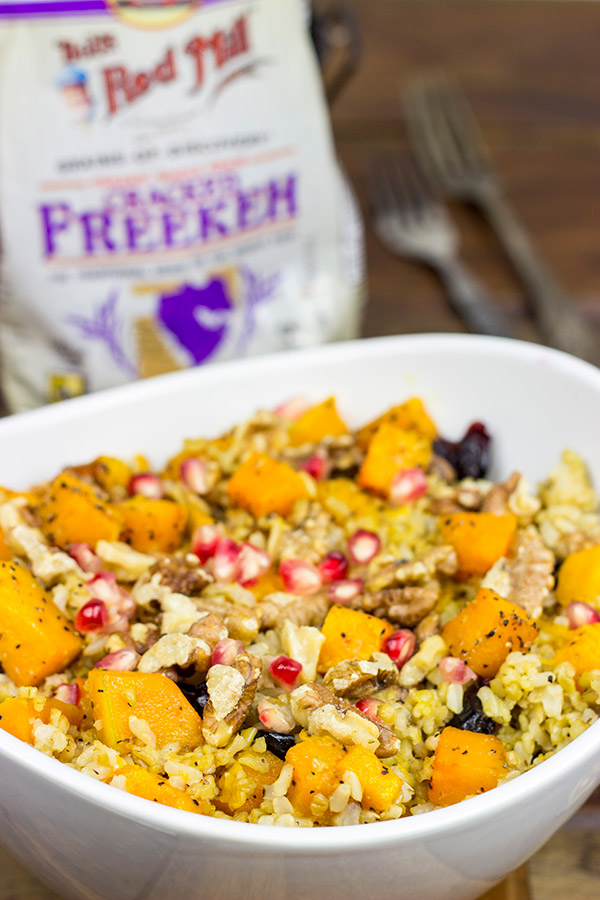 Mix things up a bit! This Roasted Squash and Freekah Pilaf is a delicious seasonal side dish!