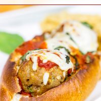 These Chicken Parm Meatball Subs are perfect for gameday!