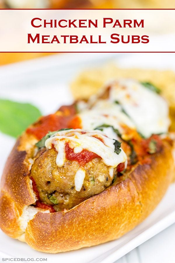 These Chicken Parm Meatball Subs are perfect for gameday!