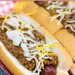 Featuring a splash of bourbon (yes, bourbon!), these Chili Cheese Dogs are a classic comfort food...perfect for snacking on during sporting events!
