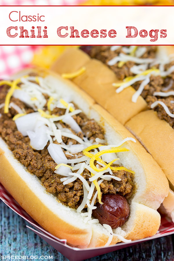 Featuring a splash of bourbon (yes, bourbon!), these Chili Cheese Dogs are a classic comfort food...perfect for snacking on during sporting events!