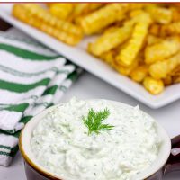This Feta Tzatziki Dip is a flavorful and unique dip that is sure to disappear quickly!