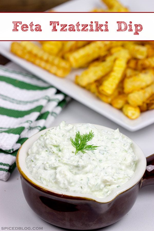 This Feta Tzatziki Dip is a flavorful and unique dip that is sure to disappear quickly!
