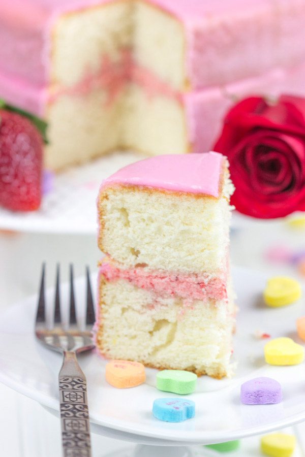 This Valentine's Day, ditch the conversation hearts. Make this delicious Strawberry Almond Heart Cake instead!