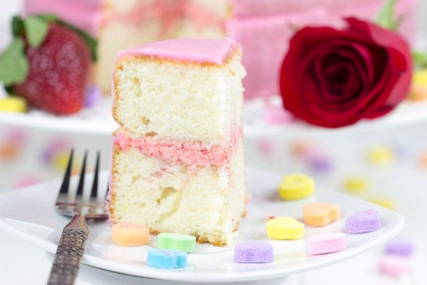 This Valentine's Day, ditch the conversation hearts. Make this delicious Strawberry Almond Heart Cake instead!