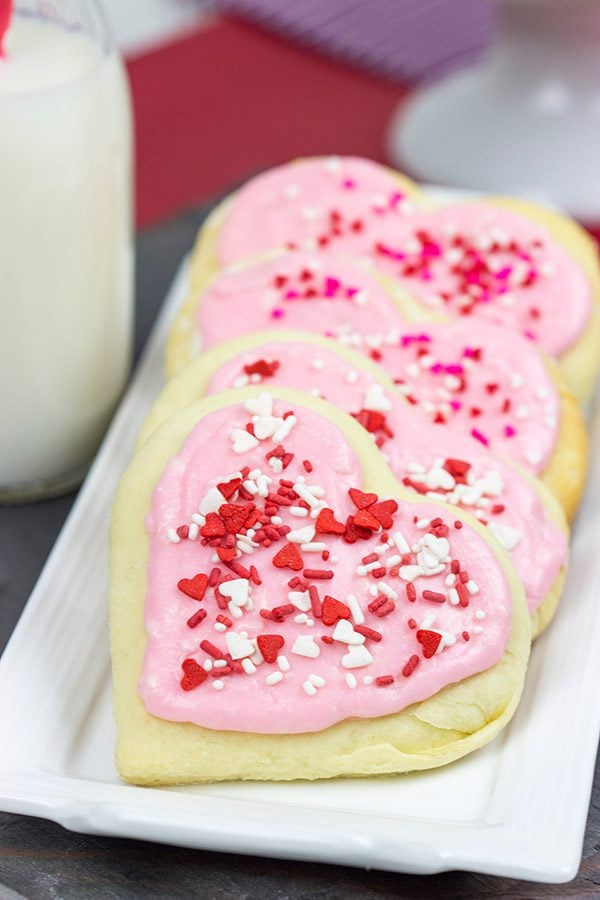 Don't have Cupid's bow and arrows handy? Try using these Frosted Soft Sugar Cookies for Valentine's Day instead!