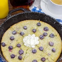 Want a fun and easy way to make Saturday morning pancakes? Pull out that cast iron skillet and whip up a batch of these Lemon Blueberry Skillet Pancakes!