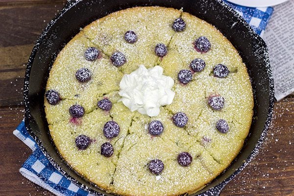 Want a fun and easy way to make Saturday morning pancakes? Pull out that cast iron skillet and whip up a batch of these Lemon Blueberry Skillet Pancakes!