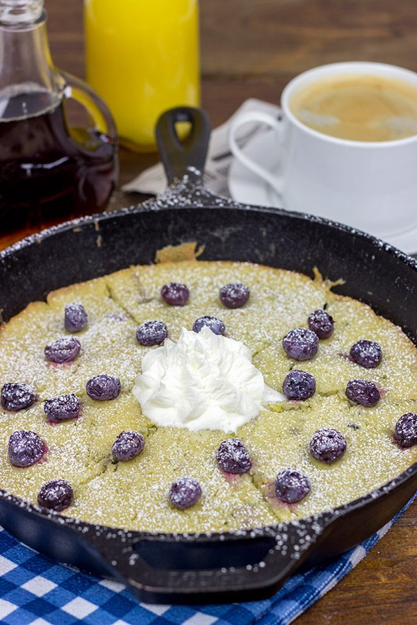 Want a fun and easy way to make Saturday morning pancakes? Pull out that cast iron skillet and whip up a batch of these Lemon Blueberry Skillet Pancakes!
