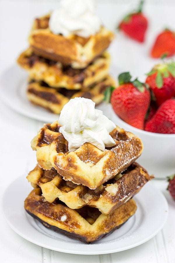 Have you ever tried a Liege Waffle? This classic Belgian street food features chunks of pearl sugar baked inside of a yeasted dough...and it's delicious!
