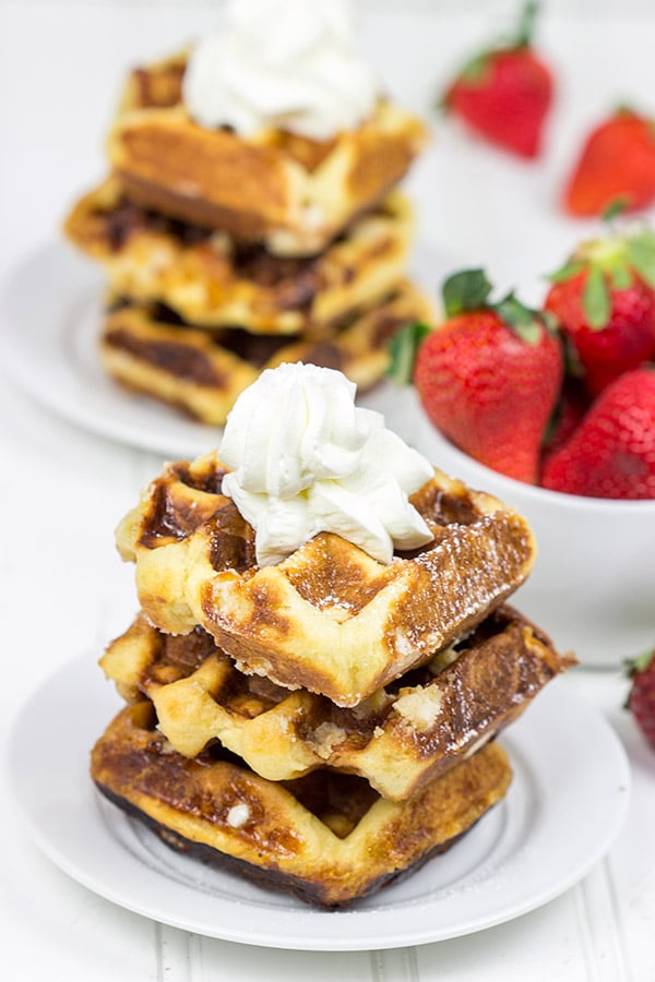 Have you ever tried a Liege Waffle? This classic Belgian street food features chunks of pearl sugar baked inside of a yeasted dough...and it's delicious!