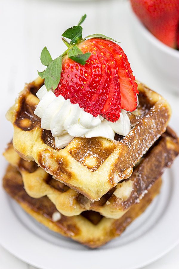 Have you ever tried a Liege Waffle? This classic Belgian street food features chunks of pearl sugar baked inside of a yeasted dough...and it's delicious!
