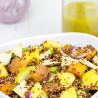 Chase the winter blues away with this delicious (and healthy!) Roasted Sweet Potato and Citrus Quinoa Salad!