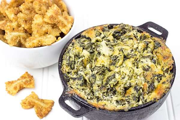 Skip the chips when you make this tasty Spinach Artichoke Dip. Go with fried bowtie pasta instead!