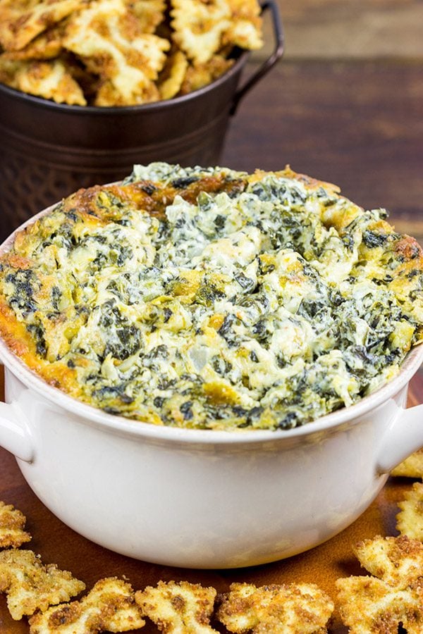 Skip the chips when you make this tasty Spinach Artichoke Dip. Go with fried bowtie pasta instead!