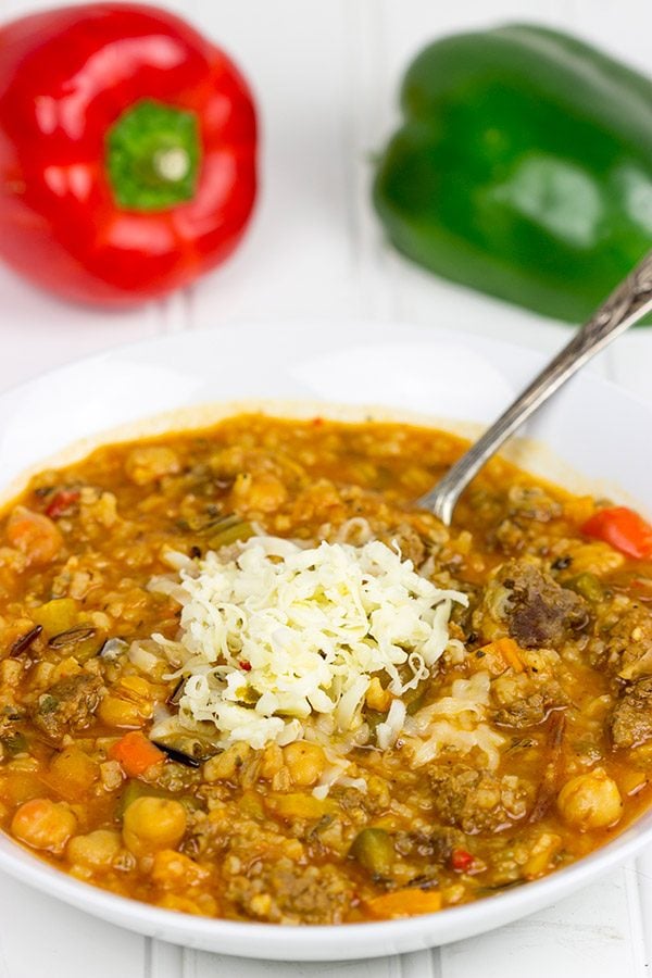 Loaded with bell peppers and seasonings, this Stuffed Pepper Soup is a great way to warm up on a chilly day!