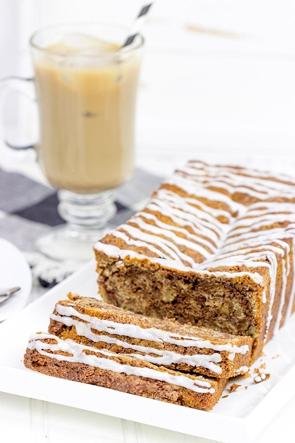 Swirled with cinnamon, this Glazed Cinnamon Roll Bread is the perfect treat for morning, noon and night! #MyIcedCafe