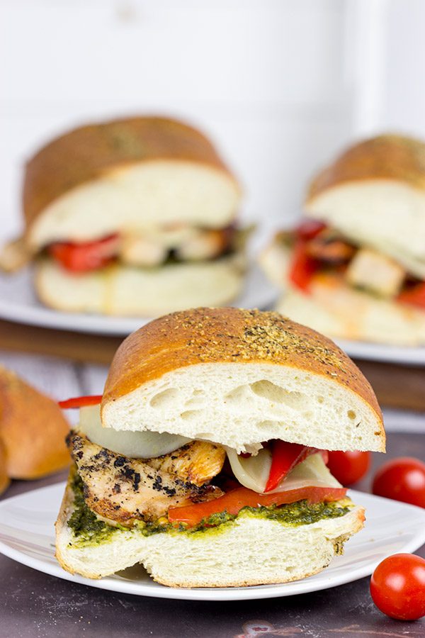 Featuring tasty basil pesto and crunchy French bread, these Grilled Chicken Pesto Sandwiches are perfect for dinner on the grill!