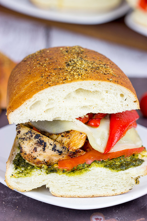 Featuring tasty basil pesto and crunchy French bread, these Grilled Chicken Pesto Sandwiches are perfect for dinner on the grill!
