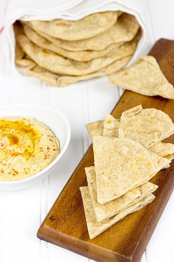 This Homemade Pita Bread is incredibly tasty! Serve with hummus for a light lunch or a fun afternoon snack.