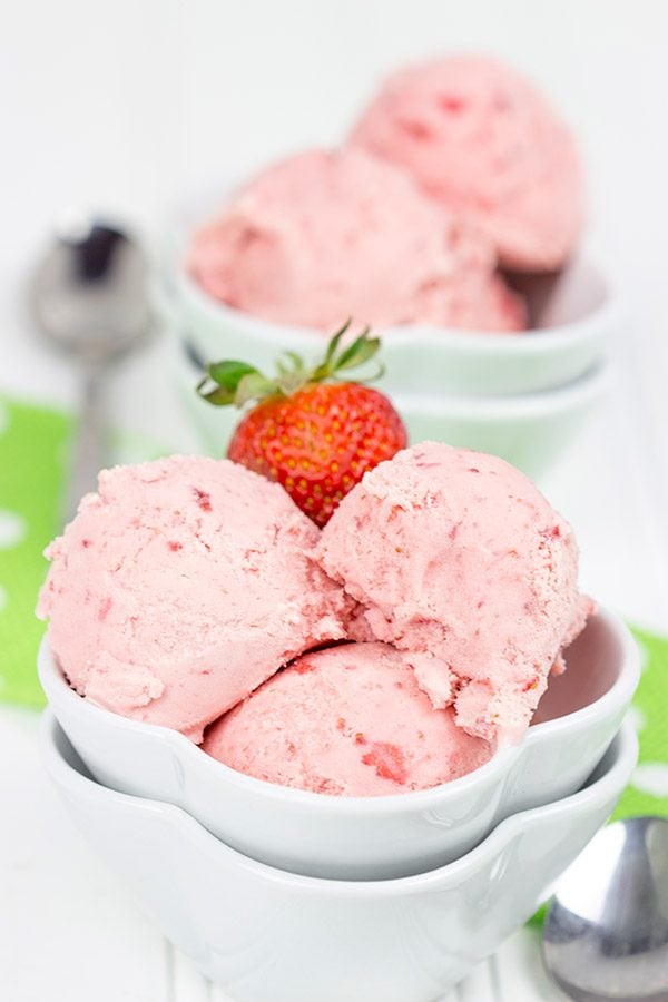 Loaded with fresh strawberries, this Homemade Strawberry Ice Cream is an easy and delicious summer dessert!