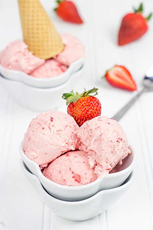 Loaded with fresh strawberries, this Homemade Strawberry Ice Cream is an easy and delicious summer dessert!