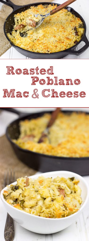 Add a fun twist to a family favorite! This Roasted Poblano Mac and Cheese features roasted peppers, chorizo sausage and 2 types of cheese!
