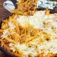 Loaded with your favorite pizza toppings, this Supreme Pizza Pasta Bake is an easy and delicious weeknight meal!