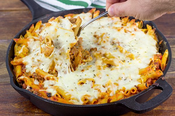 Loaded with your favorite pizza toppings, this Supreme Pizza Pasta Bake is an easy and delicious weeknight meal!