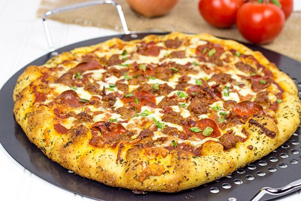 This Meat Lover's Pizza is loaded with cheese, sausage, bacon and pepperoni...and it's guaranteed to satisfy that pizza craving!