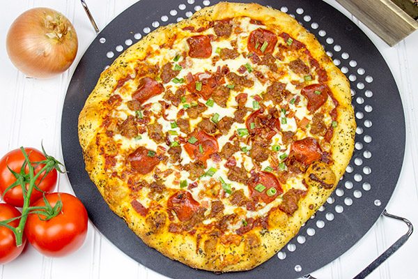 This Meat Lover's Pizza is loaded with cheese, sausage, bacon and pepperoni...and it's guaranteed to satisfy that pizza craving!