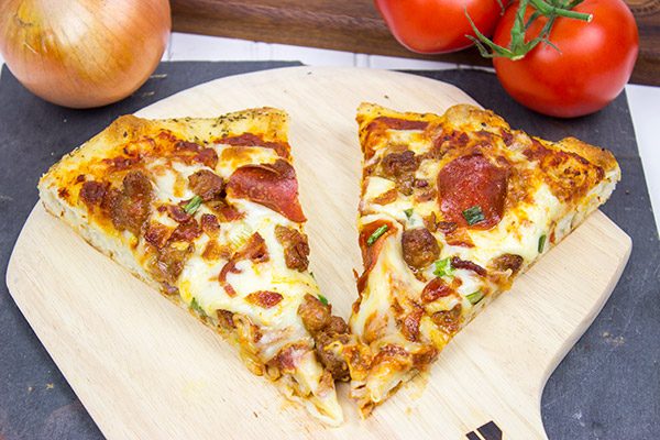 This Meat Lover's Pizza is loaded with cheese, sausage, bacon and pepperoni...and it's guaranteed to satisfy that pizza craving!