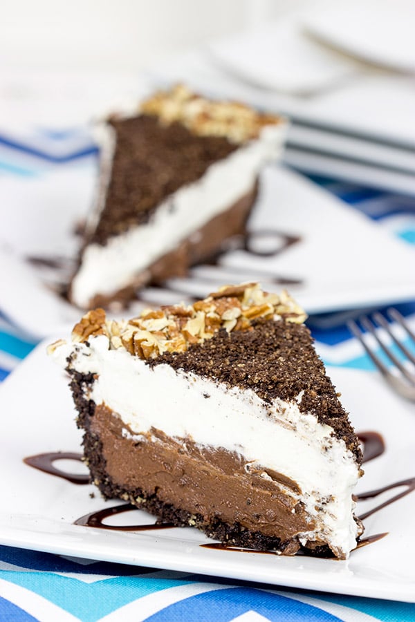 This Mocha Mississippi Mud Pie features a chocolate-pecan crust filled with a decadent mocha chocolate pudding. Add some whipped cream, and you've got the perfect summer dessert!